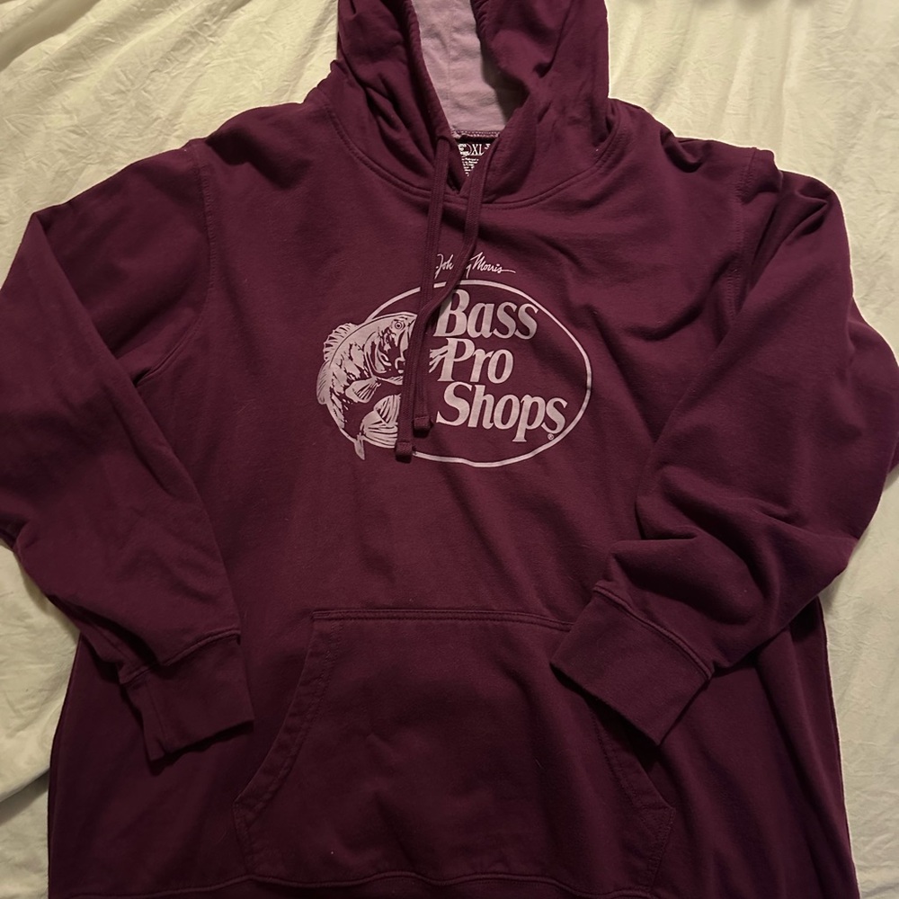 Bass Purple Sweater with Hood and Graphic Design
